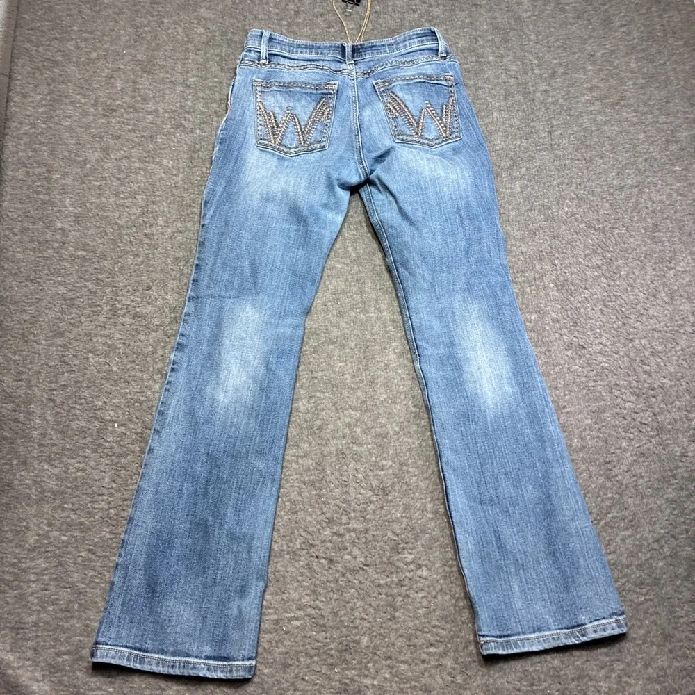 Wrangler Shiloh Riding Jeans Bootcut Womens 7x32 Blue Flex Waistband Embroidered